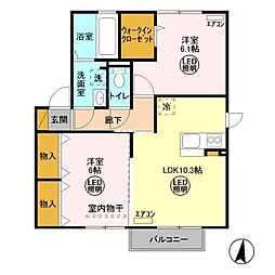 グランマーレ　Ｇ 1階2LDKの間取り
