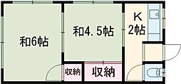 幸泉荘 2階2Kの間取り