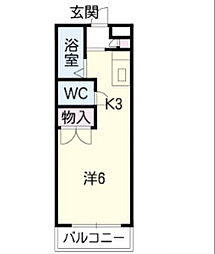 アイリス小池 1階1Kの間取り