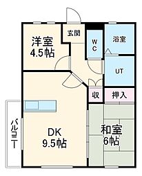 MIRADOR 3階2LDKの間取り
