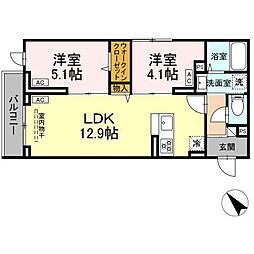 グラナーデ石神井台 2階2LDKの間取り