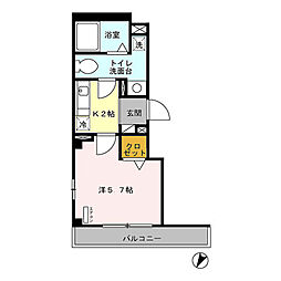 グラン チノ 3階1Kの間取り