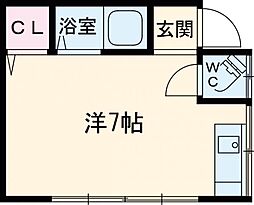 宍戸荘 1階ワンルームの間取り