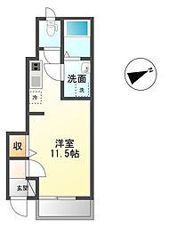 サンステイトゆめみ野 1階1Kの間取り