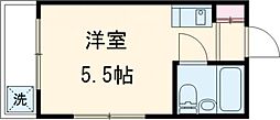 西武多摩川線 多磨駅 徒歩11分の賃貸マンション 2階ワンルームの間取り