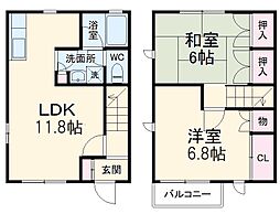メゾンティンカーベルＢ 1階2LDKの間取り