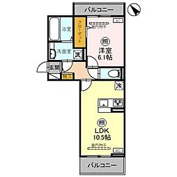 D-ROOM歌川町 2階1LDKの間取り
