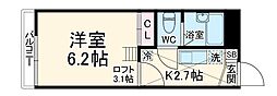 JR常磐線 北柏駅 徒歩15分の賃貸アパート 1階1Kの間取り