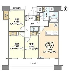 HF白金高輪レジデンス 3LDKの間取図画像