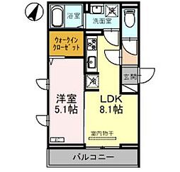 D-Sereno西所沢 1階1LDKの間取り