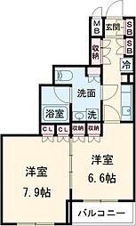 東急多摩川線 鵜の木駅 徒歩8分の賃貸マンション 4階2Kの間取り