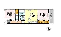 グラナーデ東伊興 1階2DKの間取り