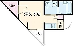 クラウンズコート羽沢 2階ワンルームの間取り
