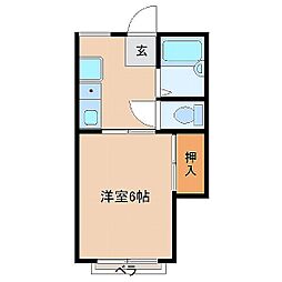 アミューズ吉野Ｂ 1階1Kの間取り