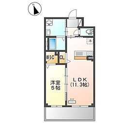 ブロッサム 3階1LDKの間取り