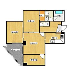 北野シティプラザ 3階3LDKの間取り