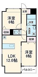 ヴァンクール 4階2LDKの間取り