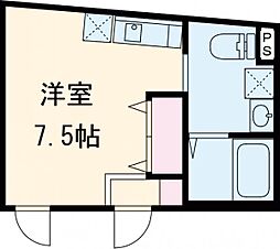 ブランドール坂下三丁目 2階ワンルームの間取り