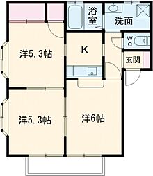 すみれヒルズA 1階3Kの間取り