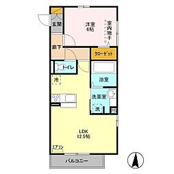 ＣＲＥＡ　ＬＡＫＥ 2階1LDKの間取り