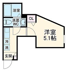 グロワール長尾台町 2階1Kの間取り