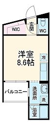 SCENE小田急相模原EAST 2階1Kの間取り