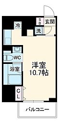 名鉄名古屋本線 山王駅 徒歩2分の賃貸マンション 10階ワンルームの間取り