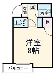 デュエール神宮 3階ワンルームの間取り