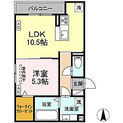 名鉄犬山線 西春駅 徒歩5分の賃貸アパート 2階1LDKの間取り