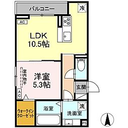 名鉄犬山線 西春駅 徒歩5分の賃貸アパート 3階1LDKの間取り