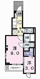 クラール　島野　Ｂ 2階1LDKの間取り