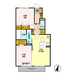 カルモポンテ 2LDKの間取図画像