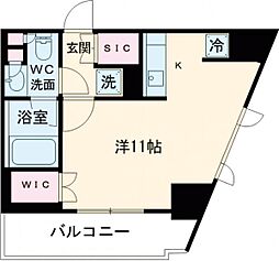 プライムメゾン板橋 16階ワンルームの間取り
