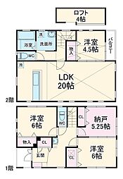 水郷田名2丁目貸家 1階4LDKの間取り