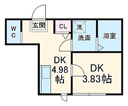 シェラトン桜 3階1DKの間取り