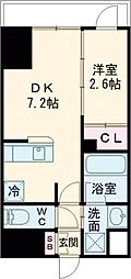 JR鹿児島本線 博多駅 徒歩19分の賃貸マンション 8階1DKの間取り