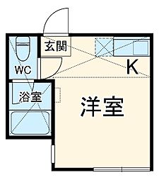 ユナイト根岸アンドレッティー 1階ワンルームの間取り