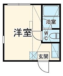 ユナイト根岸アンドレッティー 2階ワンルームの間取り