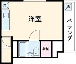 JJハウス伍番館 2階ワンルームの間取り