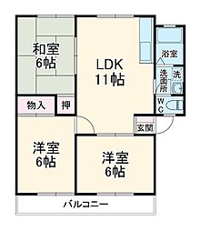 ＴＡＰサンハイツＡＢＣ　Ａ 2階3LDKの間取り