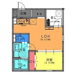 Fstyle西取石2号館 101 1階1LDKの間取り