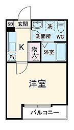 ラパン大久保 1階1Kの間取り