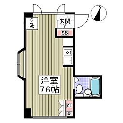 本町ヒルズ 4階ワンルームの間取り