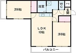 ルミナスゆり 2階2LDKの間取り