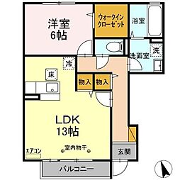 シャルマン　Ｂ 1階1LDKの間取り