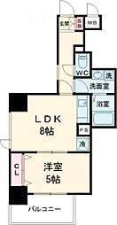 グランデュール富士 3階1LDKの間取り