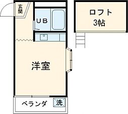 サンハイツ徳丸 2階1Kの間取り