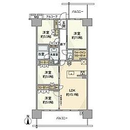 勝川サザンクラスβ 3階4LDKの間取り