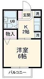 JR総武線 東船橋駅 徒歩10分の賃貸アパート 2階1Kの間取り
