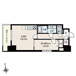 S-RESIDENCE岡崎公園aureate 9階1LDKの間取り
